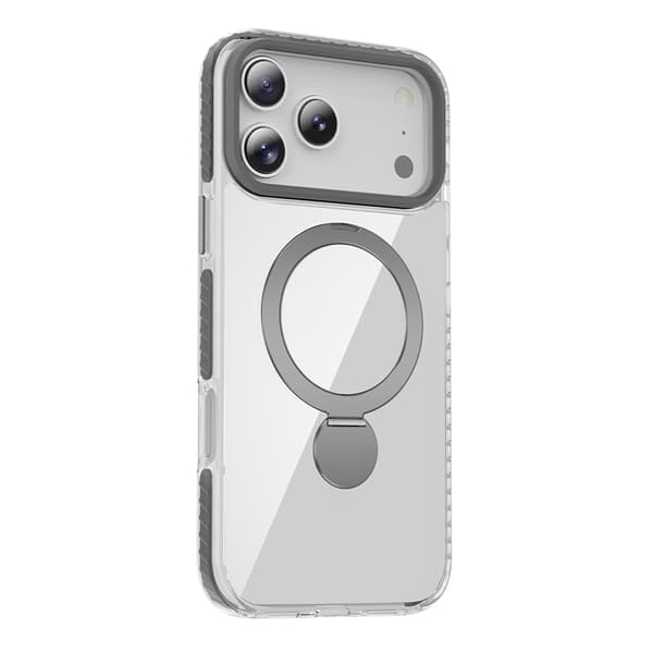 Magsafe Case for iPhone 17 Pro Max - Transparent Gray with Ring Stand