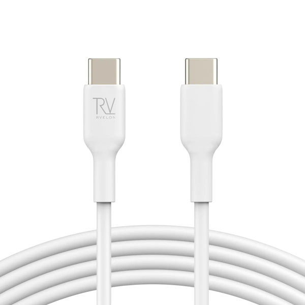 Rvelon USB-C till USB-C Kabel 2m - Vit