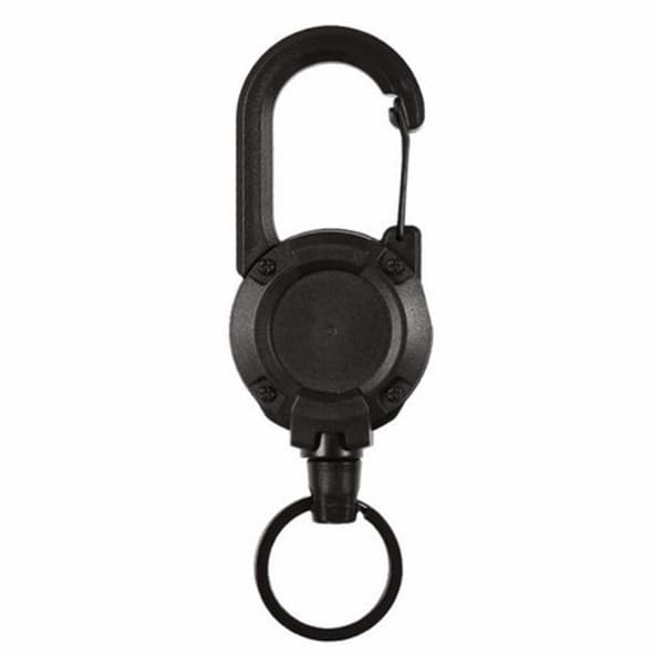 Keychain with carabiner & retractable steel cable 60cm - black