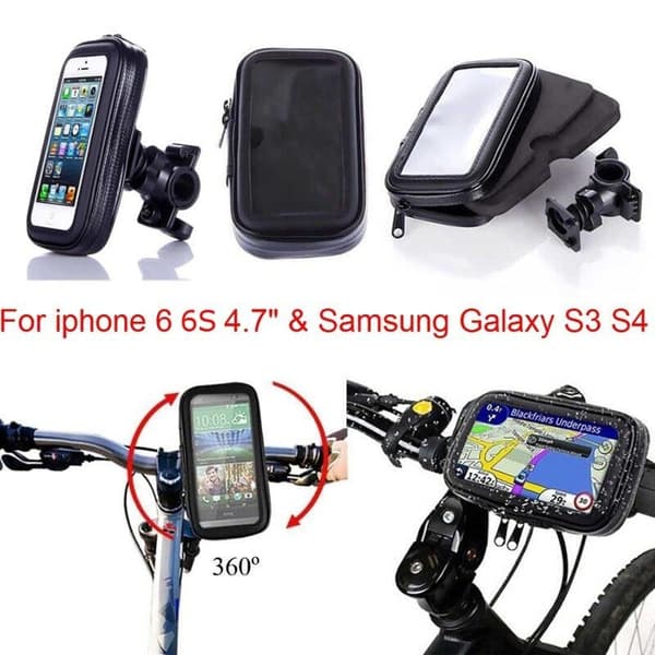 Vattentät Cykelhållare för iPhone 6/6S/7/8, Samsung mfl Svart