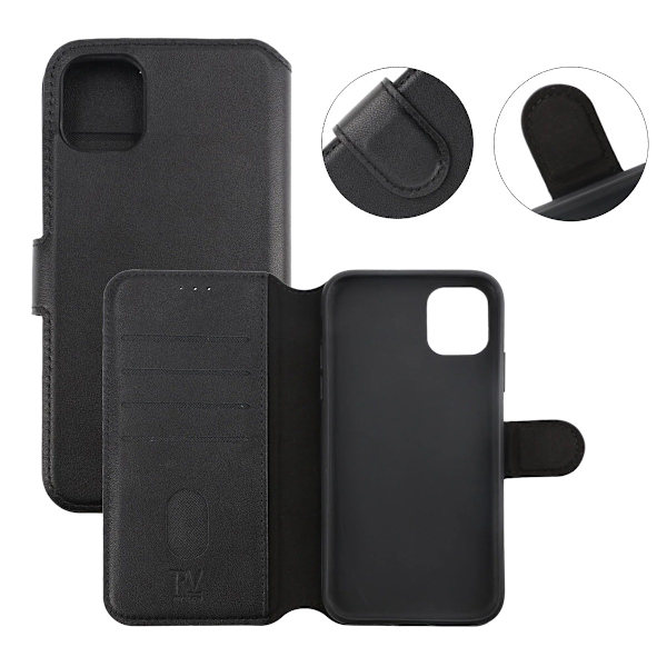 iPhone 14 Pro Max Plånboksfodral Extra Kortfack Rvelon - Svart
