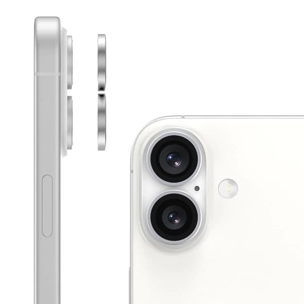 iPhone 16 and 16 Plus Camera Lens with Metal Frame - White