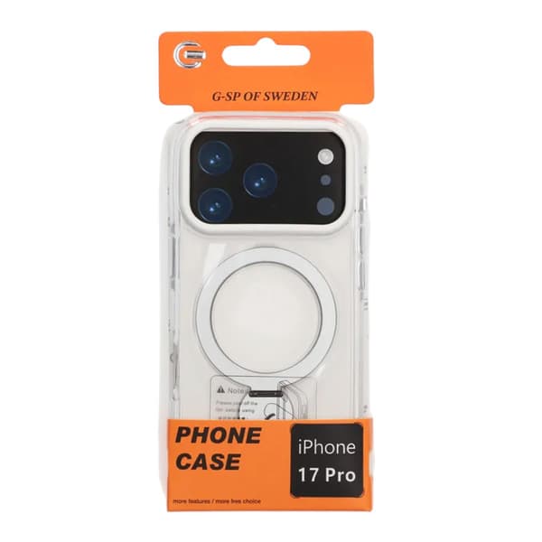 Skal Magsafe till iPhone 17 Pro - Transparent vit med ringstativ