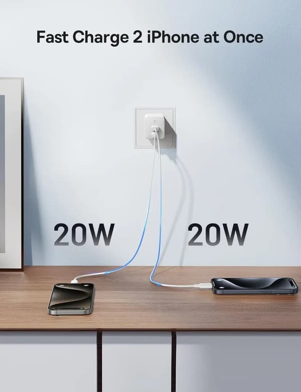 SiGN Dual USB-C PD Laddare 40W - Vit Svart