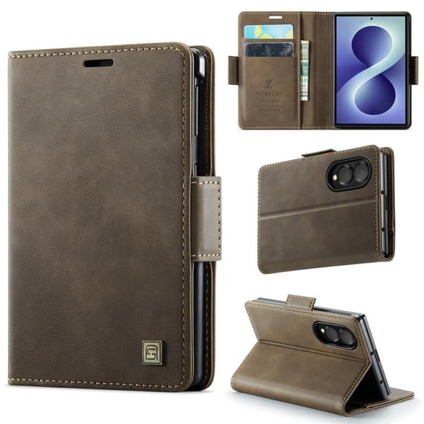 AUTSPACE Samsung Galaxy Z Fold8 Wallet Cover PU-leather RFID Blocking  - Coffee