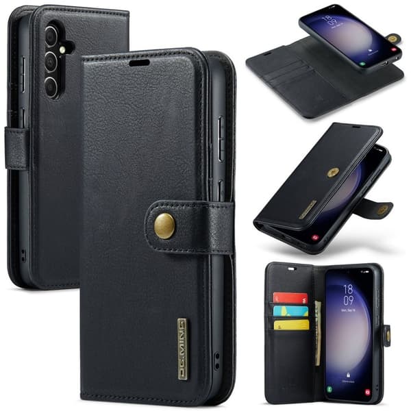 DG.MING Samsung Galaxy S24 FE Cover with Detachable Wallet - Black