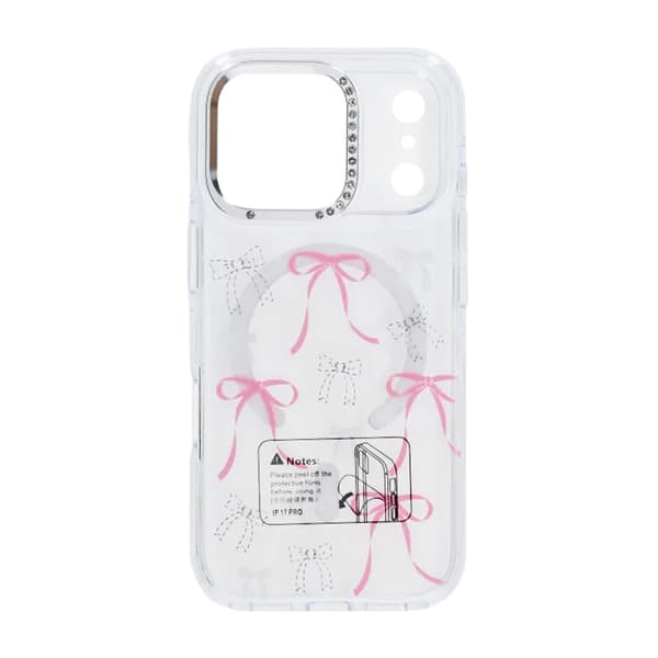 Case Magsafe for iPhone 17 Pro Max - Transparent with bow