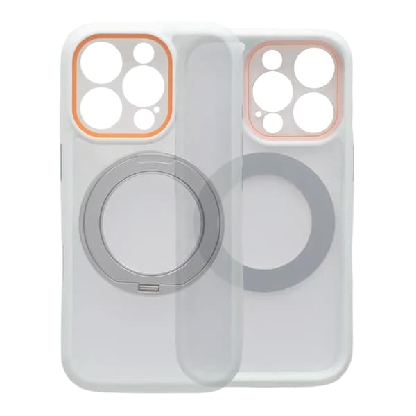 Clear Glow 360°Rotating MagSafe Stand Case For iPhone 16 Pro White