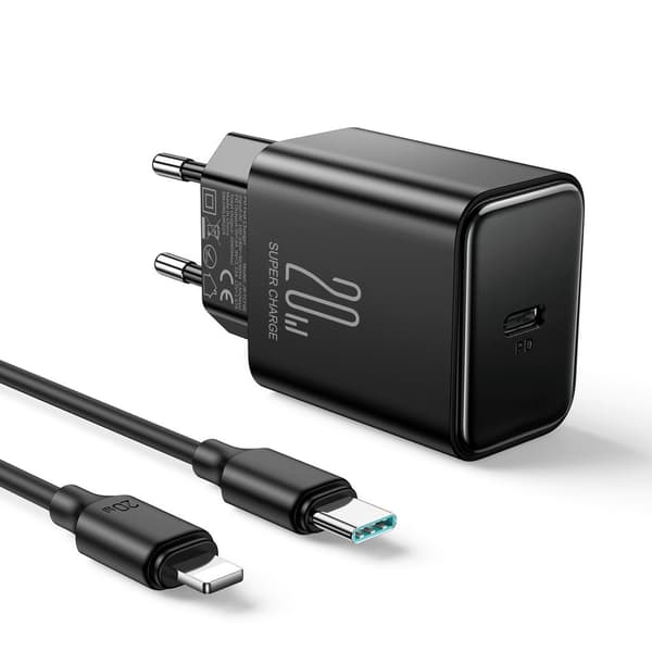 NEXTBATT Lightning to USB-C PD iPhone Fast Charger 20W with cable, 1m - Black