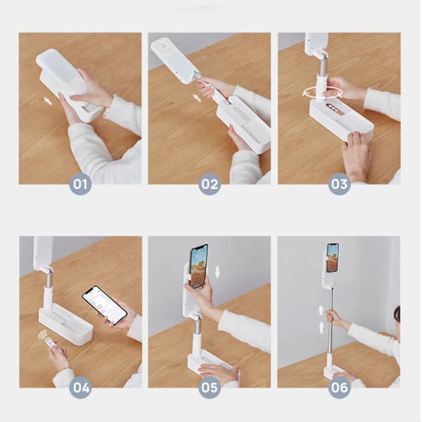 Portable Mobile Phone Tripod with Telescopic Function and Lamp
