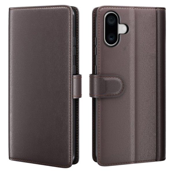 iPhone 16 Plus Cover in real leather - Brown