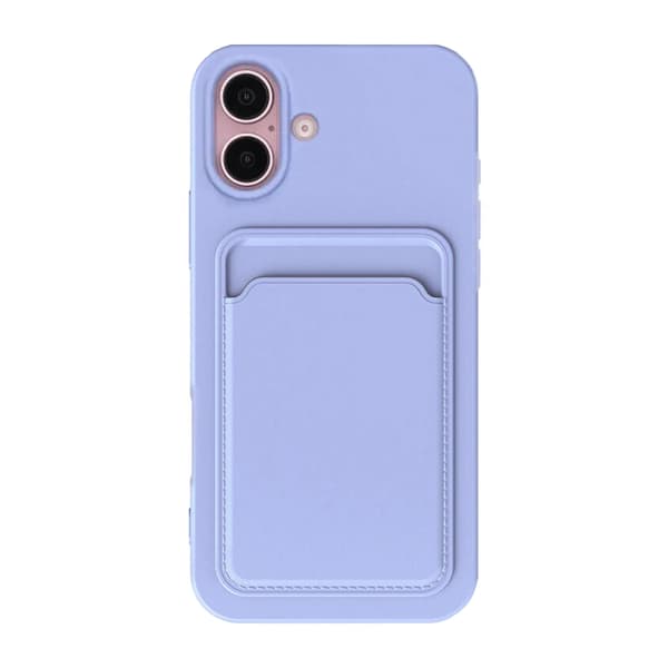 iPhone 16 Plus Silicone Mobile Case with Card Holder - Purple