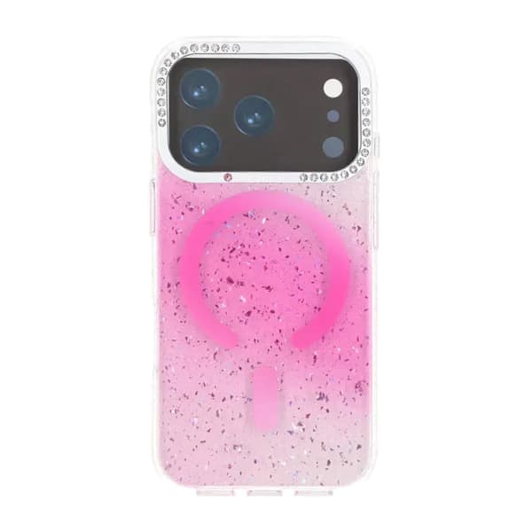 Glitter Skal MagSafe och Diamanter för iPhone 17 Pro - Rosa