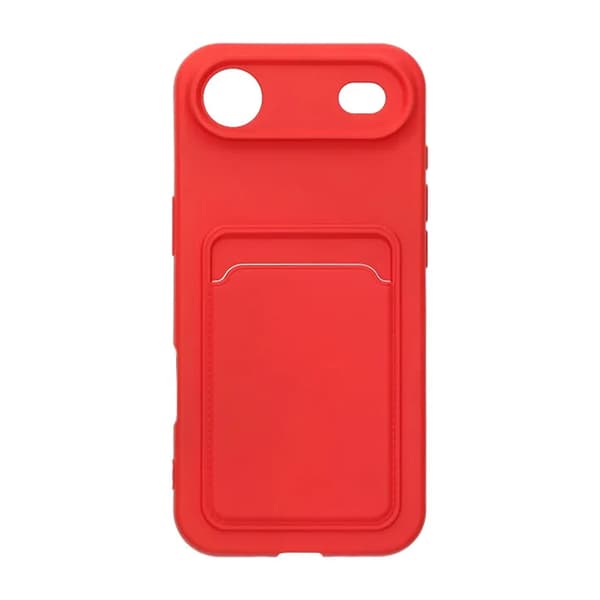 Silicone Mobile Case with Card Holder for iPhone 17 Air - Red