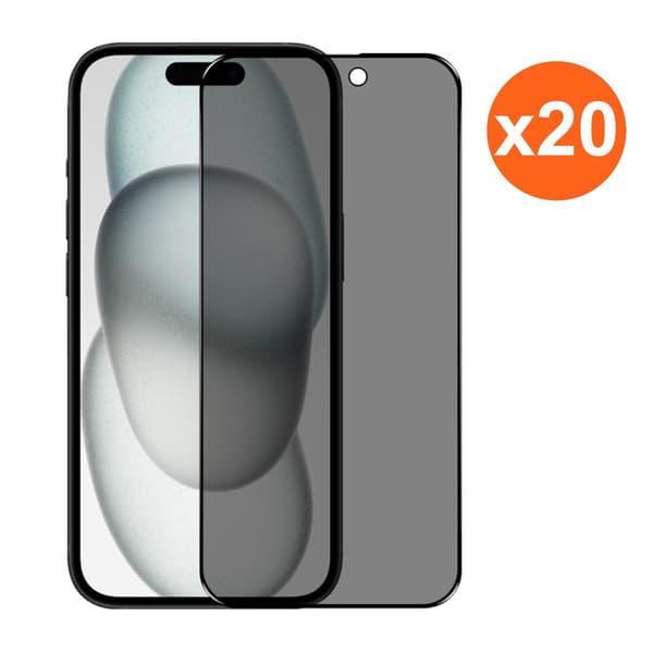 Screen Protector for iPhone 14 Pro Max/15 Plus/16 Plus-Privacy Full Cover Tempered Glass RV no frame 20 pcs bulk