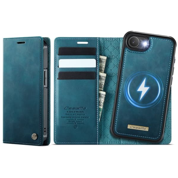 CASEME C49 iPhone 17e/16e Cover MagSafe RFID Blocking Detachable Wallet - Green