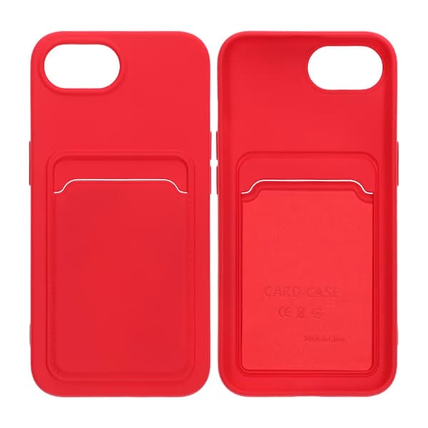 iPhone 16e Silicone Mobile Case with Card Holder - Red