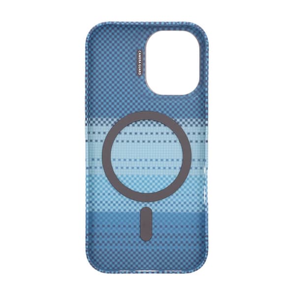 iPhone 16 Case with Magsafe and Folding Stand - Striped Blue