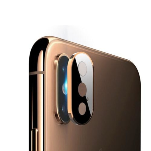 Metall Bumper och Linsskydd i Härdat Glas för iPhone XS Max -