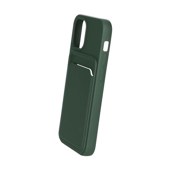 iPhone 13 Mini Silikonskal med Korthållare - Militärgrön