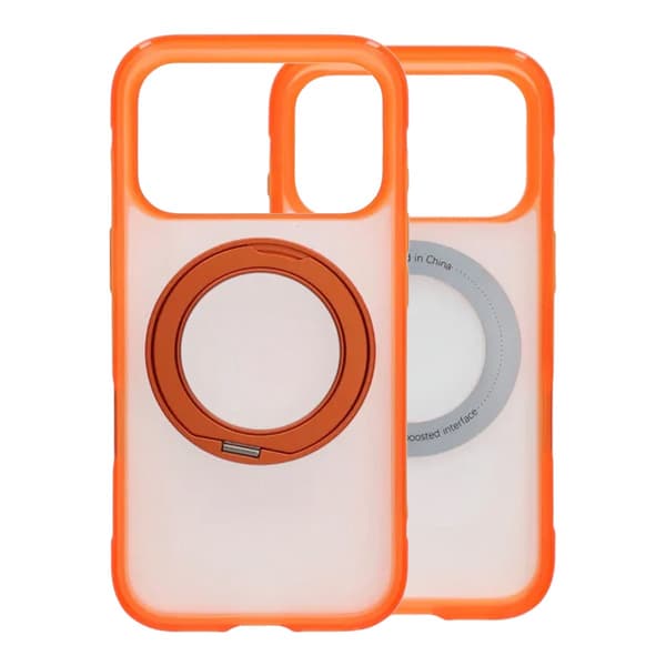 360-degree Rotating Stand Matte Magnetic Shockproof Airbag  Case  For iPhone 17 Pro Max/18 Pro Max Orange