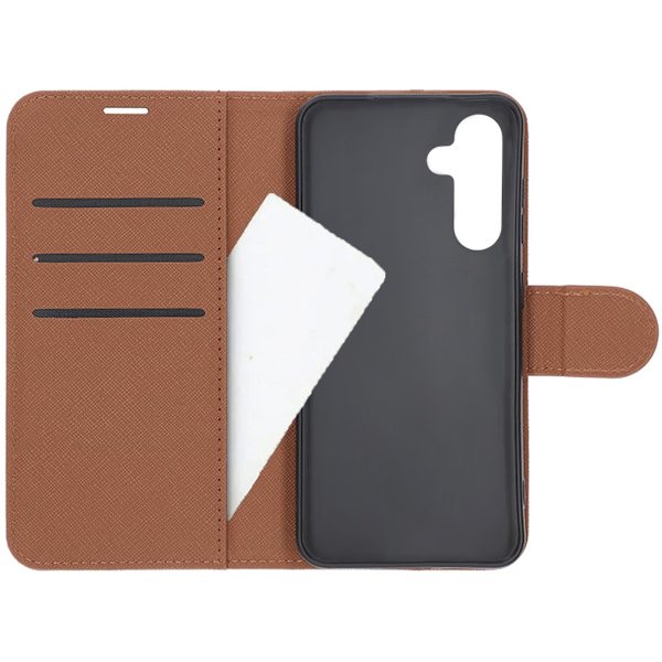Flip Stand Leather Wallet Case For Samsung A16 Brown