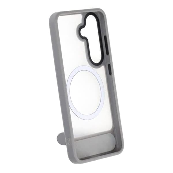 Black Feather Inclined Bracket Magnetic Case - Samsung Galaxy S25 Gray