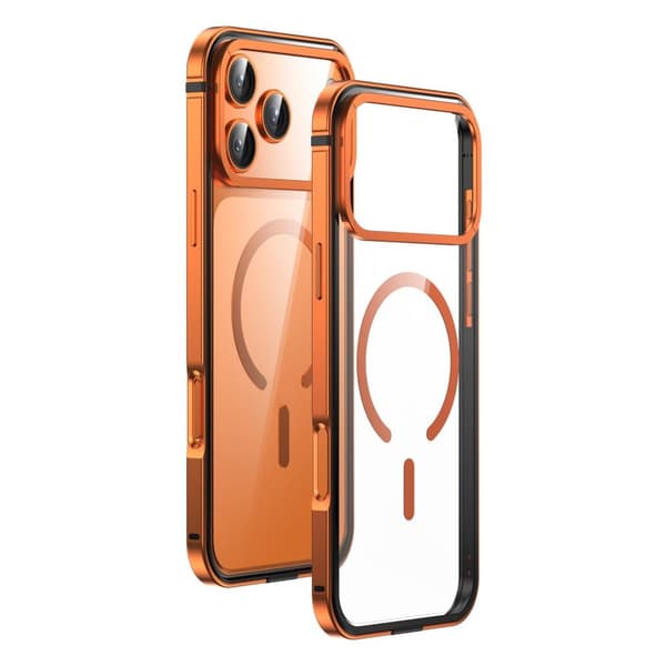 iPhone 17 Pro Max MagSafe Case Aluminum Alloy Ultra Thin Clear - Orange