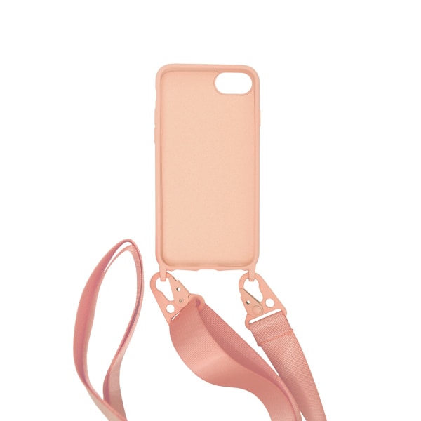 Silikonskal med Rem/Halsband iPhone 7/8/SE (2020/2022) - Rosa