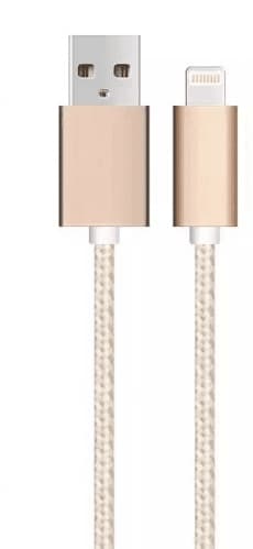 SiGN USB kabel med Lightning kontakt för iPhone & iPad Guld/Nylon, 1m Svart