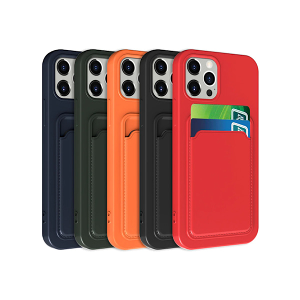 iPhone 13 Pro Max Silikonskal med Korthållare - Röd