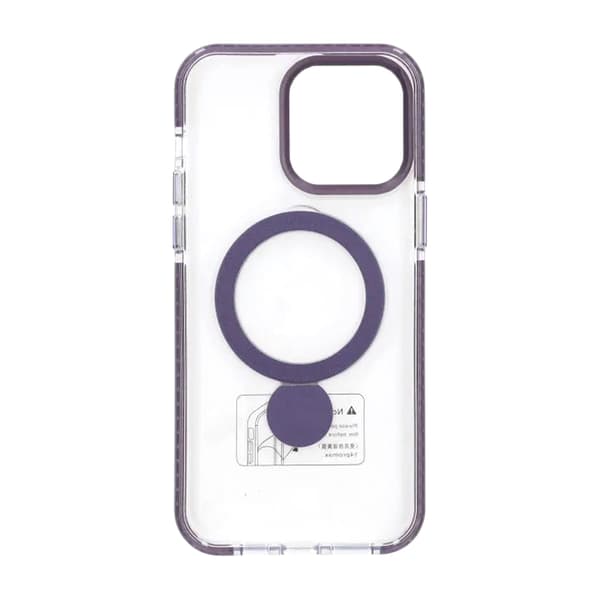 Magsafe Case for iPhone 15 Pro - Transparent purple with ring stand