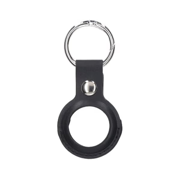 Airtag Case PU Leather Keychain - Black