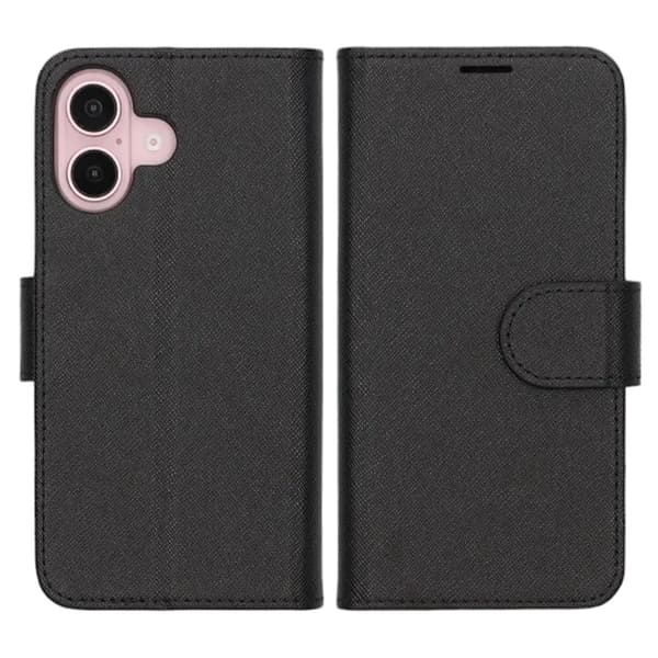 iPhone 16 Plus Wallet Case with Stand - Black