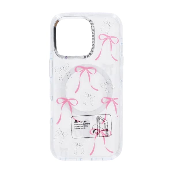 Case Magsafe for iPhone 16 Pro Max - Transparent with bow