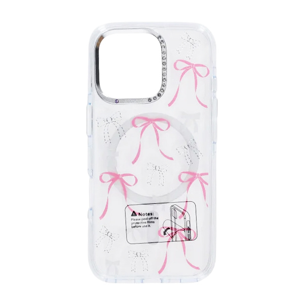 Skal Magsafe till iPhone 16 Pro Max - Transparent med rosett
