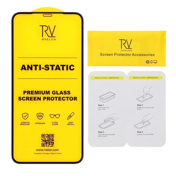 Rvelon Skärmskydd för iPhone 11 Pro/XS/X - 3D Härdat Glas - Bulk