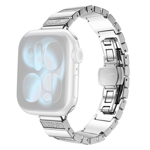 Apple Watch 49/46/44/42mm Stainless Steel Watch Strap with Glitter  - Silver