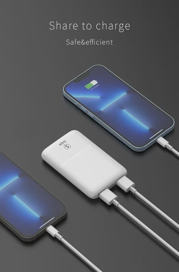 SiGN Ultratunn Powerbank 5000mAh - Vit