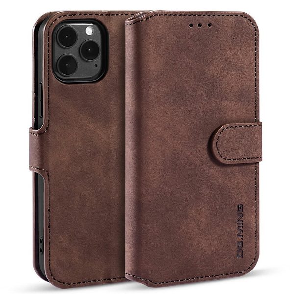 DG.MING Retro Wallet Case for iPhone 13 Pro - Coffee