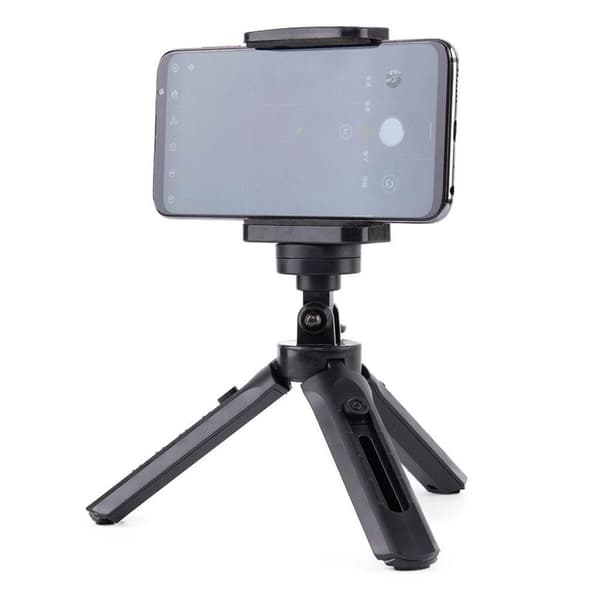 Mini Tripod / selfie stick with phone holder, 21cm - Black
