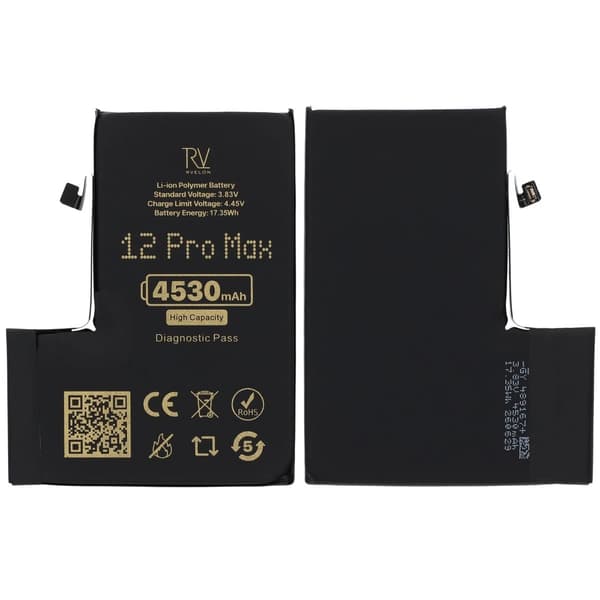 Rvelon Batteri för iPhone 12 Pro Max - 4530 mAh Högkapacitet