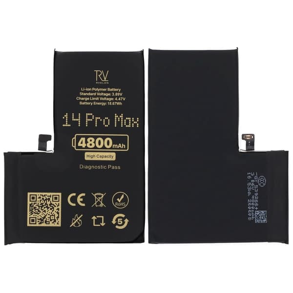 Rvelon Batteri för iPhone 14 Pro Max - 4800 mAh Högkapacitet