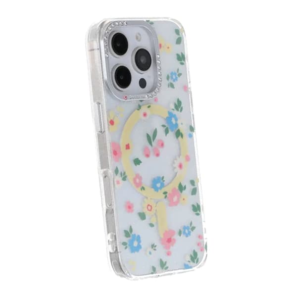 Blommigt Skal med Magsafe för iPhone 16 Pro - Gul