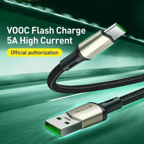 Baseus Cafule Snabbladdningskabel VOOC 30W 5A USB-C 1 m - Svart Svart