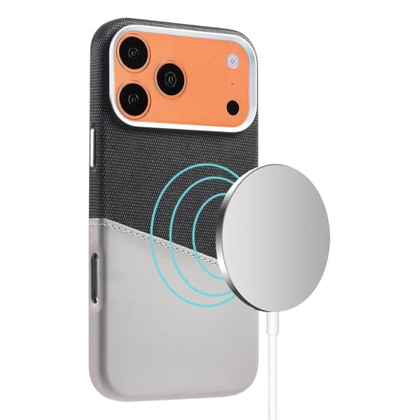 Magnetiskt Mobilskal med Läder Korthållare till iPhone 17 Pro Max och 18 Pro Max - Grå