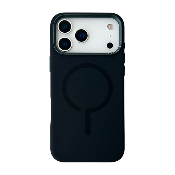 Mobile Case Silicone with Camera Metal Frame for iPhone 17 Pro - Black