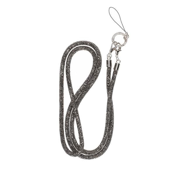 Mobilband Halsband 120cm - Mörkgrå glitter