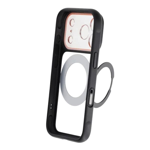 Clear Glow 360-degree Rotating MagSafe Stand Case For iPhone 17 Pro Max Black