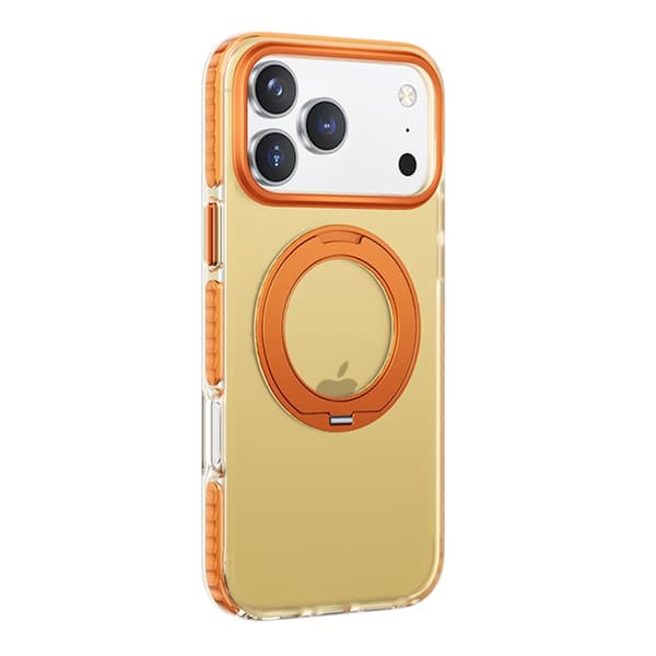 Stöttåligt skal med roterbart stativ för iPhone 17 Pro Max - Orange